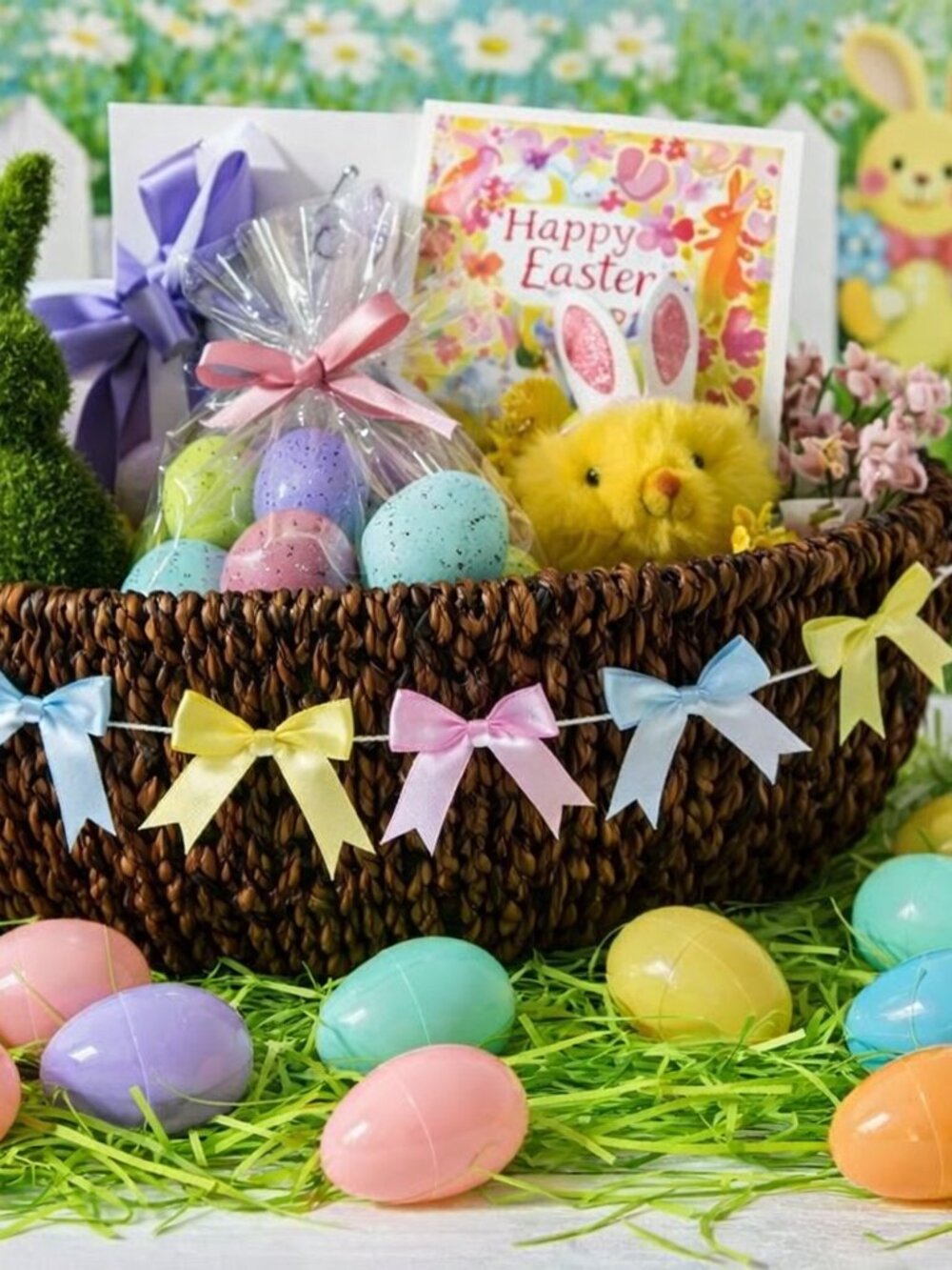 Easter Basket Bundle – Grass, Mini Eggs & Banner Set